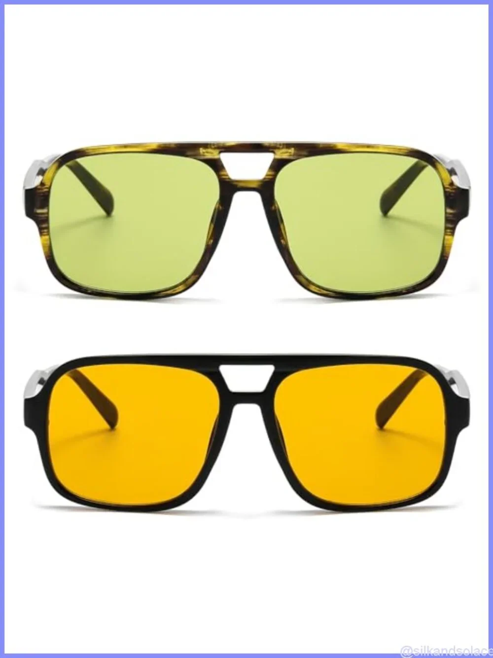 Oversized Square Retro Aviator Sunglasses UV400 Full-Frame Unisex